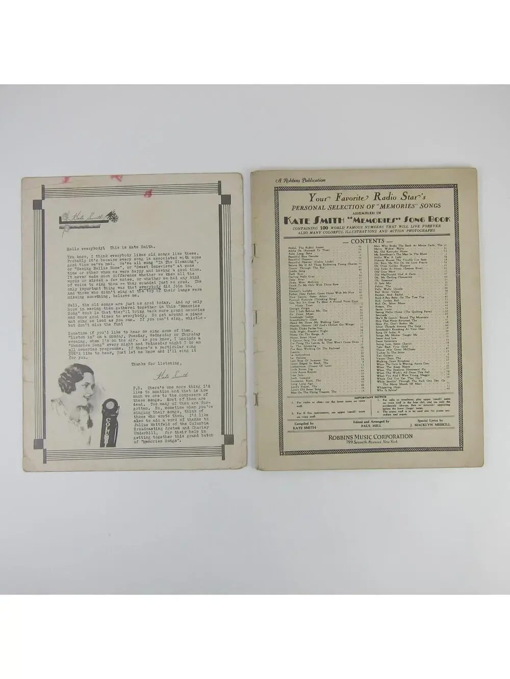 Sheet Music Kate Smith Memories Song Book 100 Songs Vintage 1933